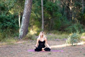 Yoga in the pine forest