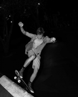 and when it's too dark for surfing, he skates