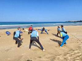 Surf school El Cotillo: A warm-up is always important!