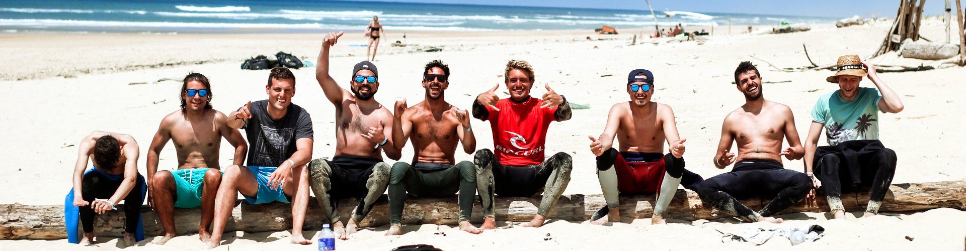 Starting the class of surf on the beach in France