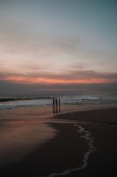Sunset stroll at the Moliets beach Sunset stroll at the Moliets beach
