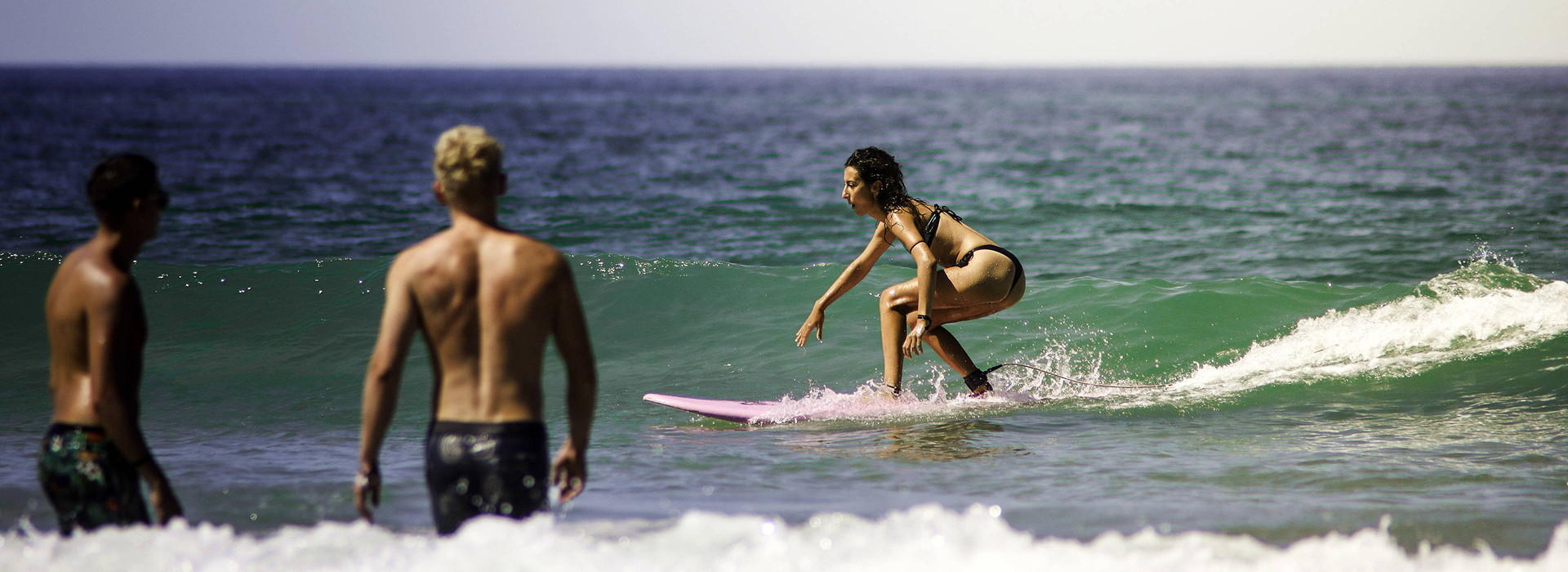 Surf course practice in Spain